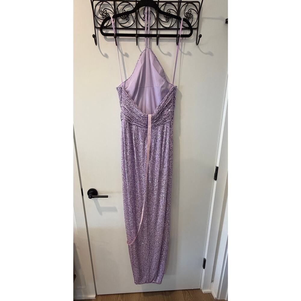 NWT Size 6 Mac Duggal Lilac sequined Halter Dress 27128 - Picture 5 of 9